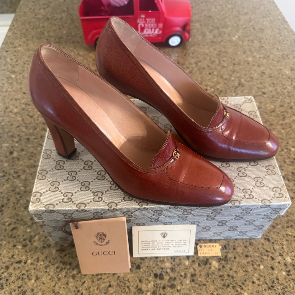 Gucci Vintage Women's Rich Brown Leather Heels